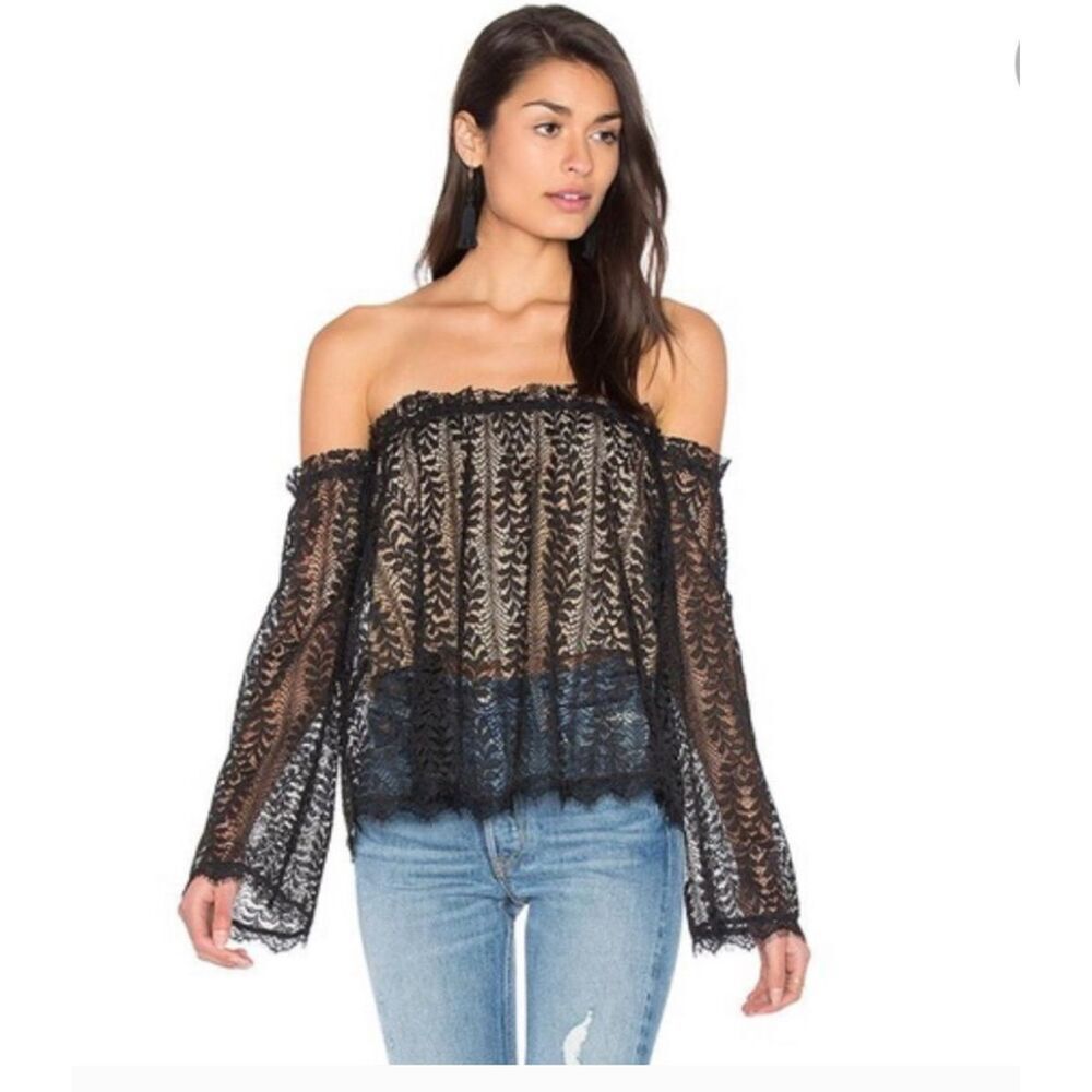 Heartloom Maryam black lace off shoulder Top boho SP